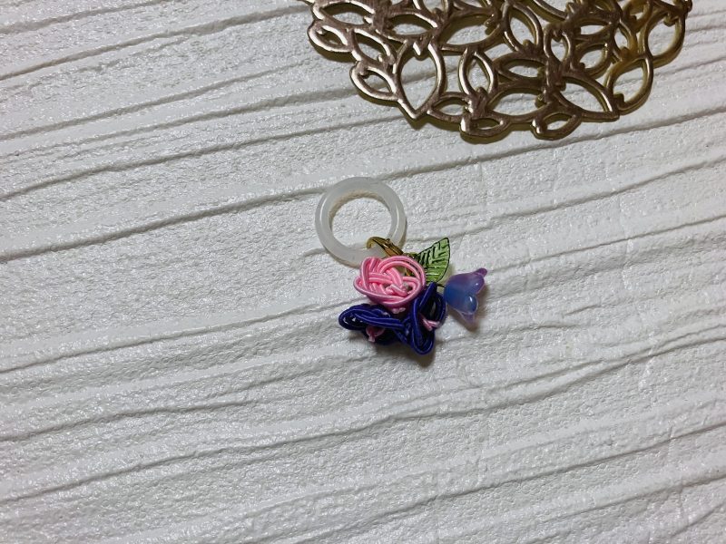 水引菜の花結びの傘チャーム 水引菜の花結びの傘チャーム
