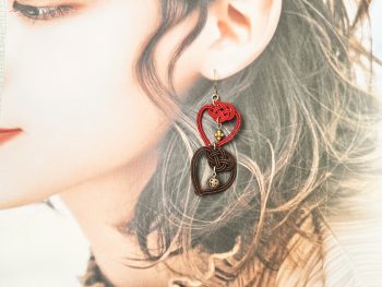 水引あわじ結びのハートピアス 水引あわじ結びのハートピアス