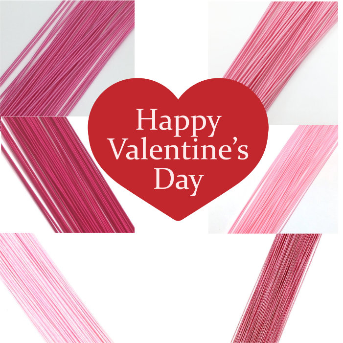 バレンタインデーをイメージした絹巻、羽衣水引 6色セット